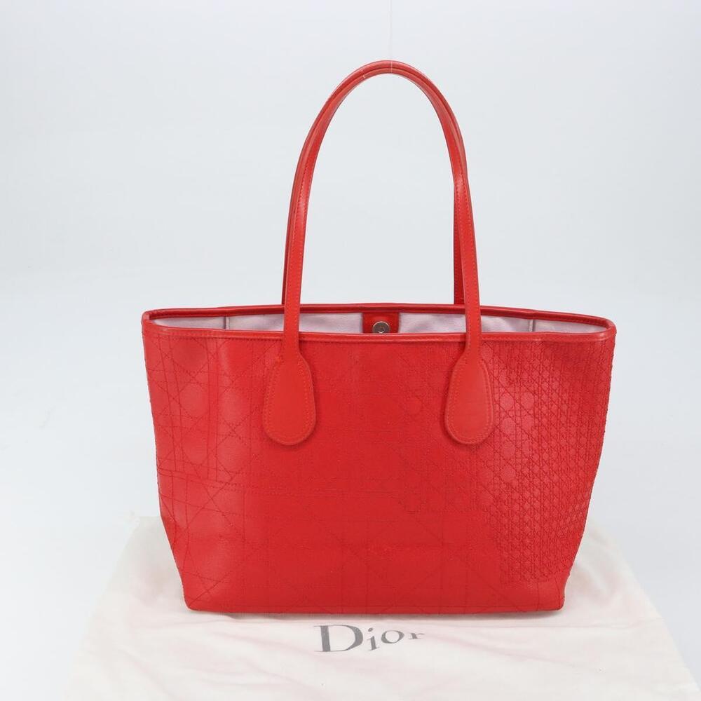 Christian Dior Canage Tote Bag Coated Canvas Red Silver Auth bs31647 - Picture 12 of 16